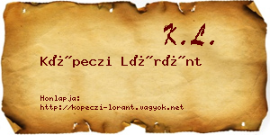 Köpeczi Lóránt névjegykártya